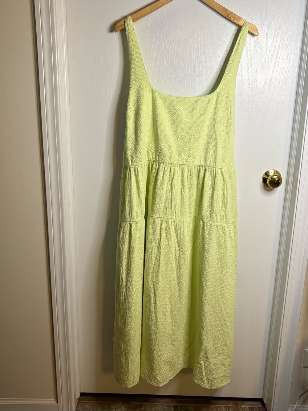 Ava & Viv 3X Textured Cotton Tiered Sundress/Jumper Midi Bow Back Fit’n’Flare